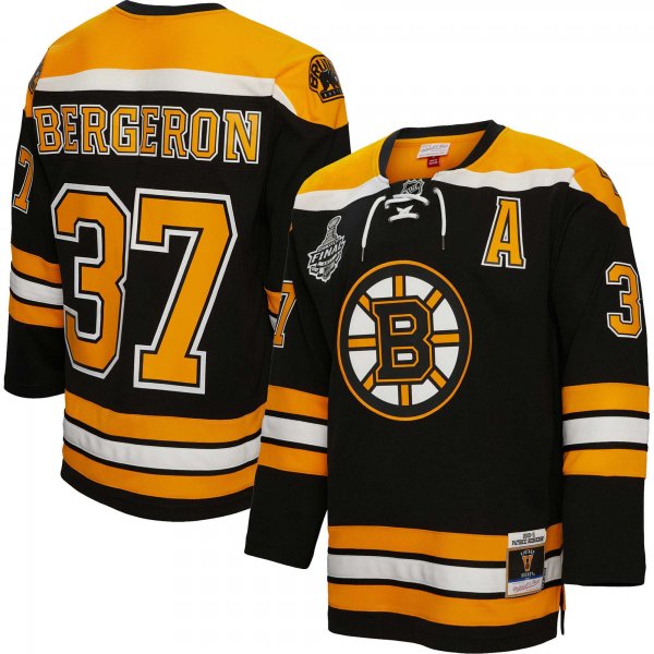 Men's Boston Bruins Patrice Bergeron Mitchell & Ness Black Alternate Captain Patch 2010/11 Blue Line Player Jersey