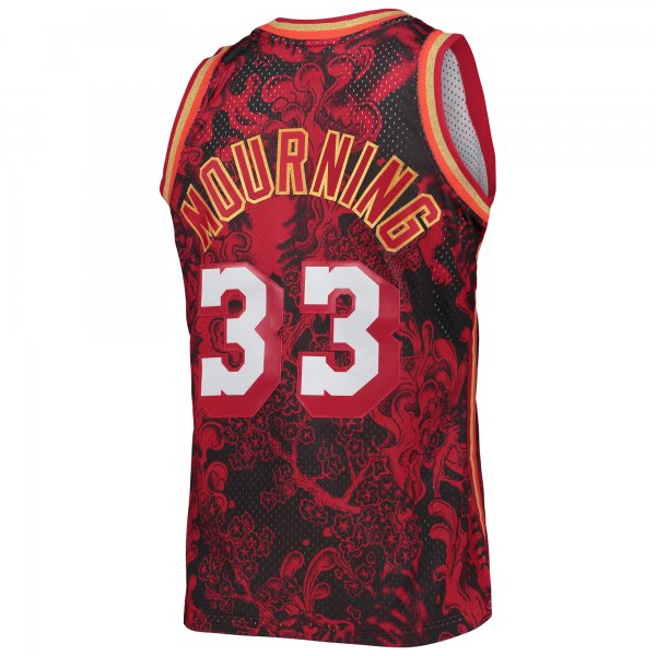 Men's Miami Heat Alonzo Mourning Mitchell & Ness Red Hardwood Classics 1996/97 Lunar New Year Swingman Jersey