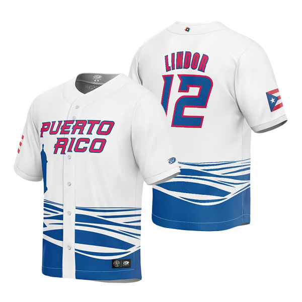 Puerto Rico Baseball Francisco Lindor White 2023 World Baseball Classic Replica Jersey