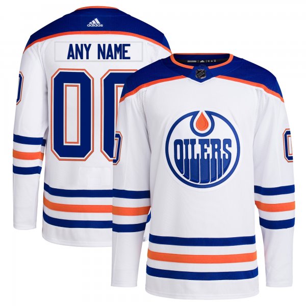 Men's Edmonton Oilers  adidas White Away  Primegreen Custom Jersey