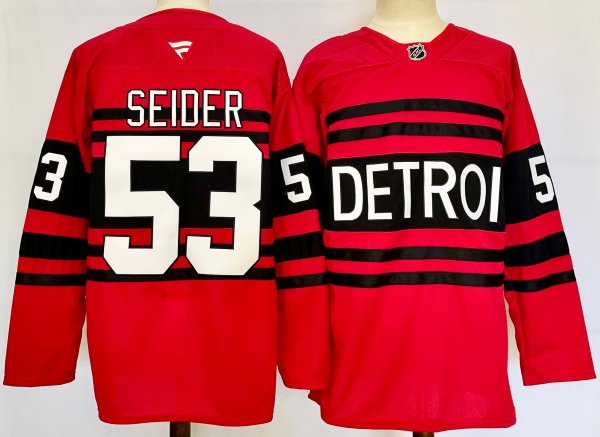 Men's #53 Moritz Seider Detroit Red wings Red City Edition Jersey