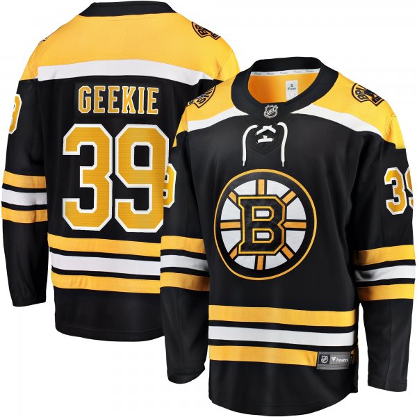 Men's Boston Bruins Morgan Geekie Fanatics Black Home Breakaway Jersey