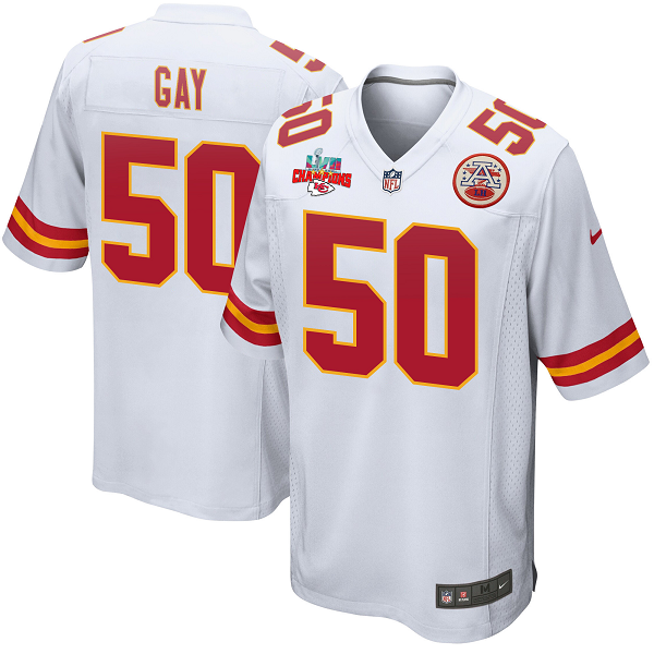 Willie Gay #50 Kansas City Chiefs Super Bowl LVII Champions 3 Stars Men's Game White NFL Jersey