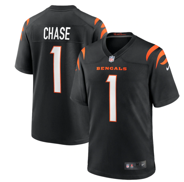 Men's Nike Cincinnati Bengals #1 Ja'Marr Chase Black 2021 NFL Draft First Round Pick Game Jersey