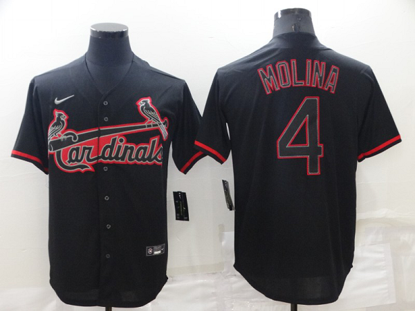 Men's Nike St. Louis Cardinals #4 Yadier Molina Black Fashion Cool Base Collection Stitched MLB Jersey