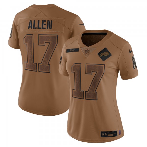 Women's Buffalo Bills Josh Allen Nike Brown 2023 Salute To Service Limited Jersey