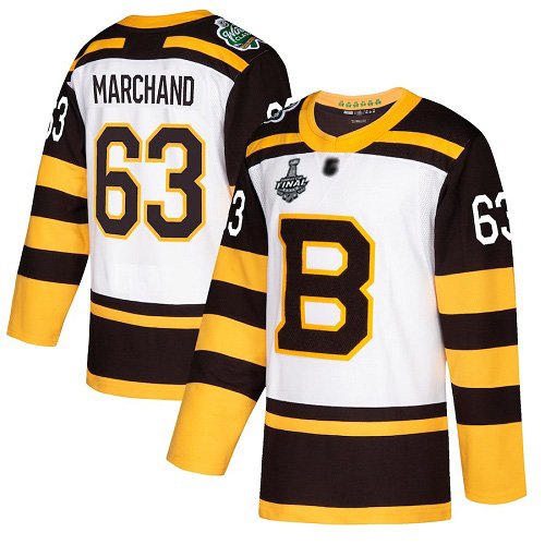 Boston Bruins #63 Brad Marchand White 2019 Winter Classic Stanley Cup Final Bound Youth Stitched NHL Jersey