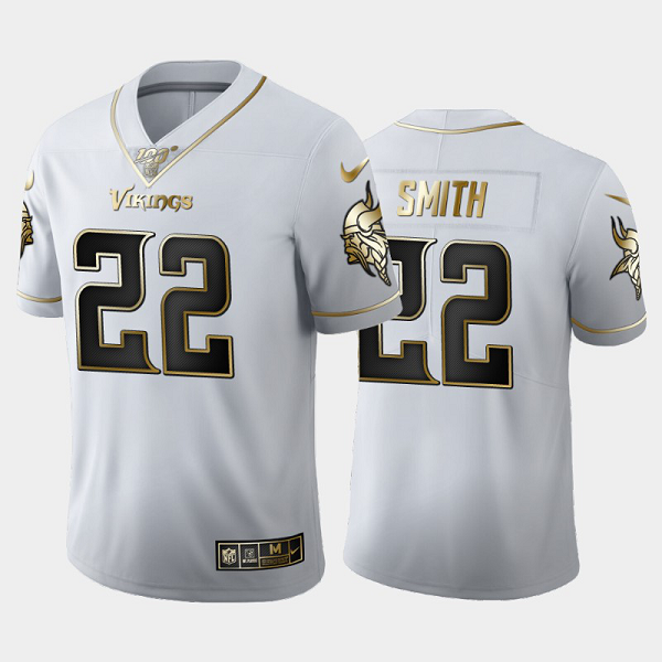 Men's Minnesota Vikings #22 Harrison Smith White 2019 100th Season Golden Edition Limited Stitched NFL Jersey