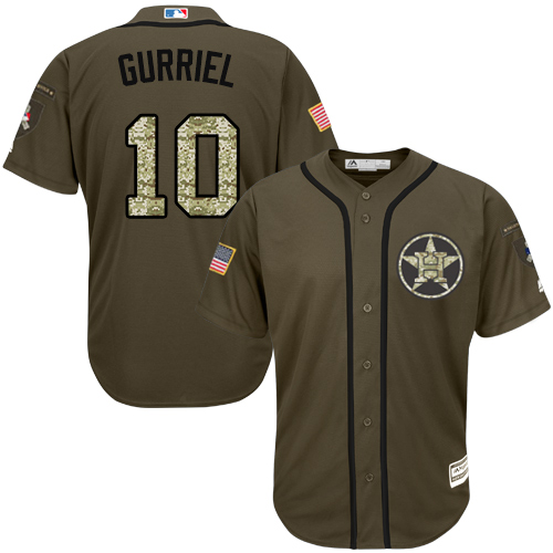 Houston Astros #10 Yuli Gurriel Green Salute to Service Stitched MLB Jersey