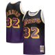 Men's Los Angeles Lakers Magic Johnson Mitchell & Ness Purple/Black 1984/85 Hardwood Classics Fadeaway Swingman Player Jersey