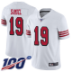 Men's San Francisco 49ers #19 Deebo Samuel White Rush Stitched NFL Limited 100th Season Jersey