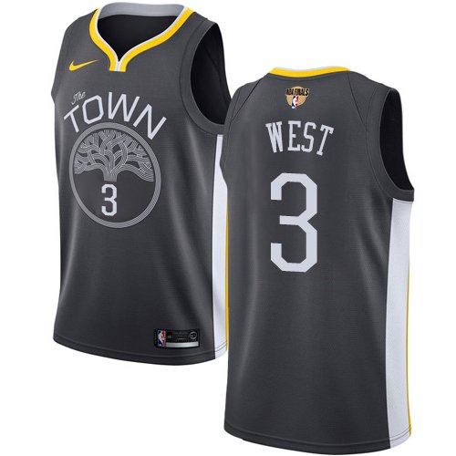 Men's Nike Golden State Warriors #3 David West Black The Finals Patch Swingman Statement Edition NBA Jersey