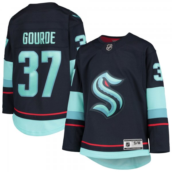 Youth Seattle Kraken Yanni Gourde Deep Sea Blue Home Premier Player Jersey