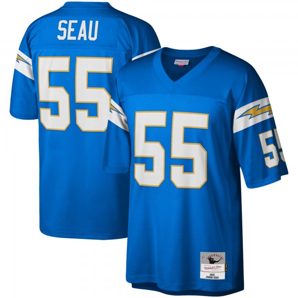 Men's Los Angeles Chargers Junior Seau Mitchell & Ness Powder Blue Big & Tall 2002 Retired Player Replica Jersey