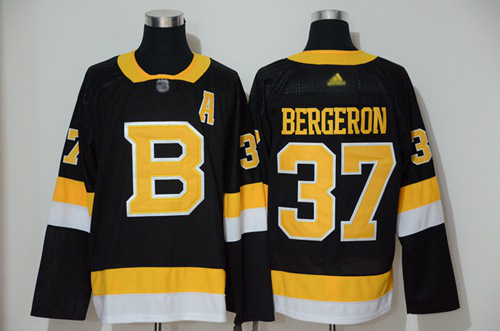 Boston Bruins #37 Patrice Bergeron Black Throwback Stitched NHL Jersey