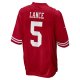 Men's San Francisco 49ers Trey Lance Nike Scarlet Game Jersey