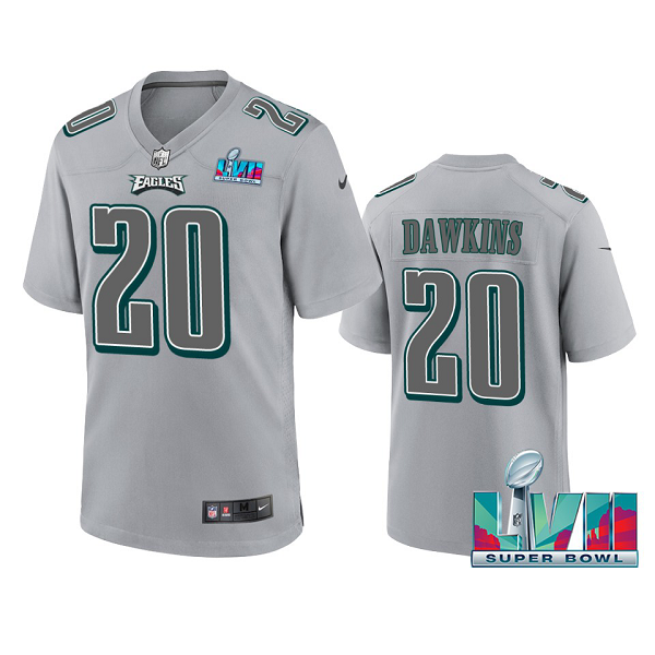 Men's Philadelphia Eagles Brian Dawkins Gray Super Bowl LVII Atmosphere Jersey