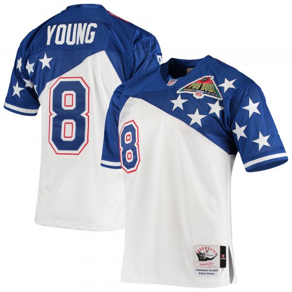 Men's NFC Steve Young Mitchell & Ness White/Blue 1994 Pro Bowl Jersey