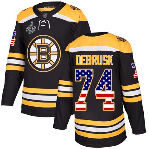 Boston Bruins #74 Jake DeBrusk Black Home USA Flag Stanley Cup Final Bound Stitched Adidas NHL Jersey