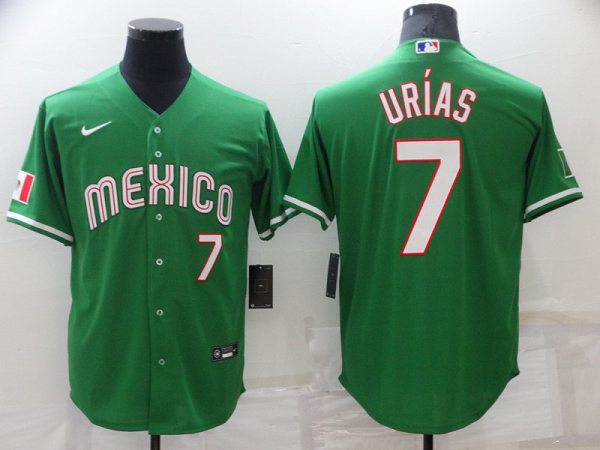 Men's Nike Los Angeles Dodgers #7 Julio Urias Green Mexico Cool Base MLB Jersey