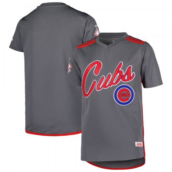 Youth Chicago Cubs Stitches Charcoal Team V-Neck Jersey