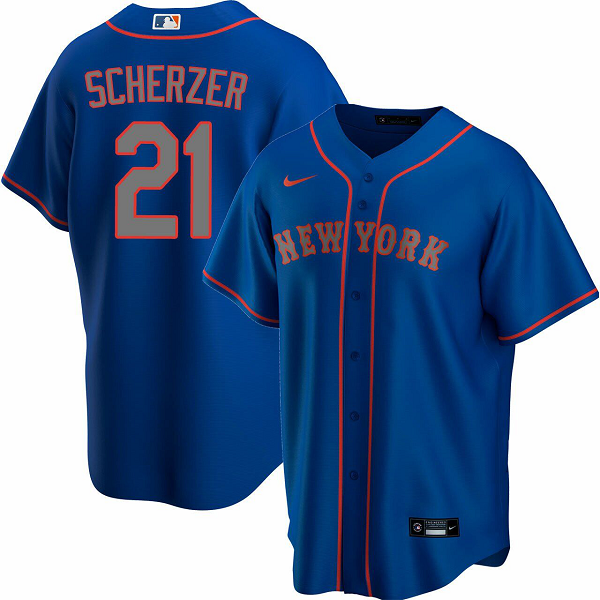 Men's New York Mets #21 Max Scherzer Cool Base Blue Alternate Team Jersey