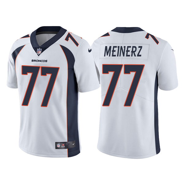 Men's Nike NFL Denver Broncos Quinn Meinerz #77 White Vapor Limited Jersey