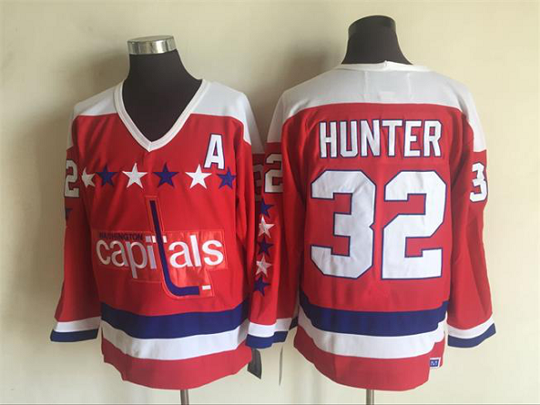 Men's Washington Capitals #32 Dale Hunter Red Throwback NHL Jersey