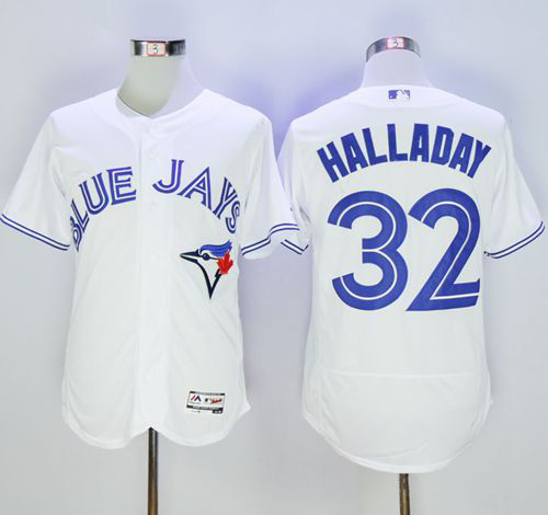 Men's Toronto Blue Jays #32 Roy Halladay White Flexbase Collection Stitched MLB Jersey