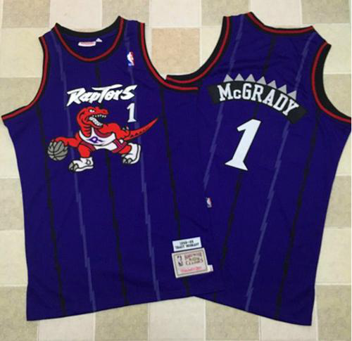 Mitchell And Ness Men's Toronto Raptors #1 Tracy Mcgrady Purple Throwback Stitched NBA Jersey