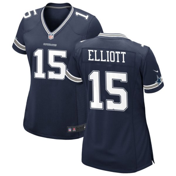 Women's Dallas Cowboys #15 Ezekiel Elliott Nike Navy Game Jersey