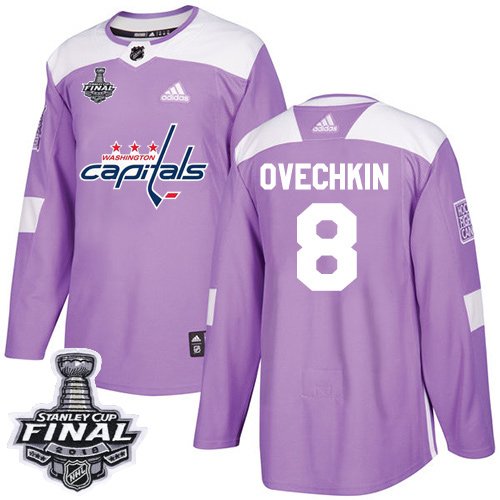 Adidas Washington Capitals #8 Alex Ovechkin Purple Fights Cancer 2018 Stanley Cup Final Stitched NHL Jersey