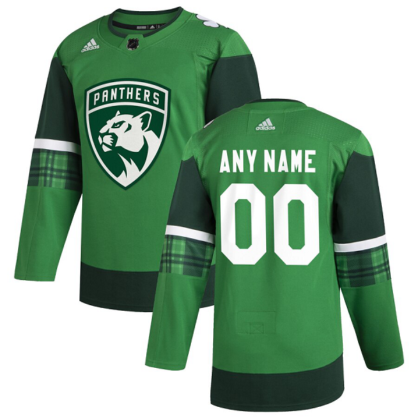 Florida Panthers Men's Adidas 2020 St. Patrick's Day Custom Stitched NHL Green Jersey