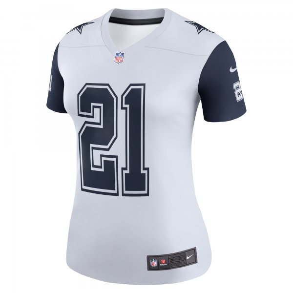 Women's Dallas Cowboys Ezekiel Elliott Nike White Color Rush Legend Player Jersey