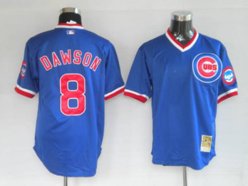 Mitchell And Ness 1987 Chicago Cubs #8 Andre Dawson Stitched Blue Throwback MLB Jersey