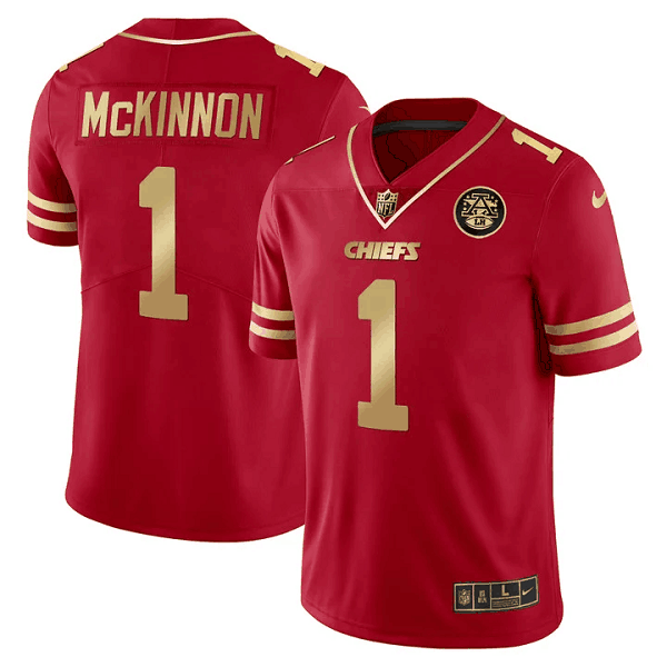 Youth Kansas City Chiefs #1 Jerick McKinnon Vapor Black Red Gold Limited All Stitched Jersey