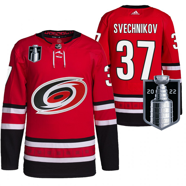 Men's Andrei Svechnikov Carolina Hurricanes 2022 Stanley Cup Playoffs Red #37 Jersey