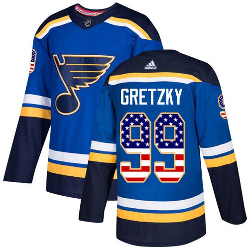 Adidas St. Louis Blues #99 Wayne Gretzky Blue Home USA Flag Stitched NHL Jersey