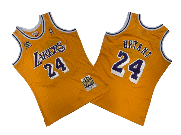 Men's Los Angeles Lakers #24 Kobe Bryant 2007-08 Yellow Mitchell and Ness NBA Jersey