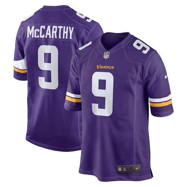 Men's Minnesota Vikings #9 J.J. McCarthy Nike Purple 2024 NFL Draft First Round Pick Player Limited Jersey