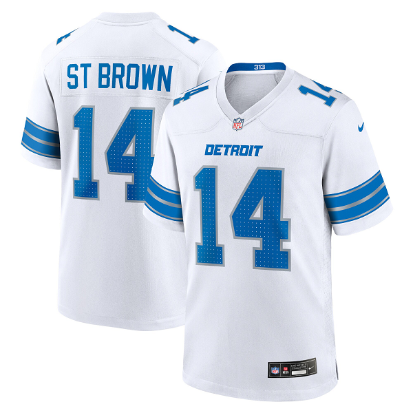 Men's Detroit Lions #14 Amon-Ra St. Brown Nike White Limited Jersey