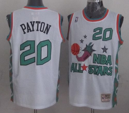 Mitchell And Ness Men's Oklahoma City Thunder #20 Gary Payton White 1996 All star Stitched NBA Jersey