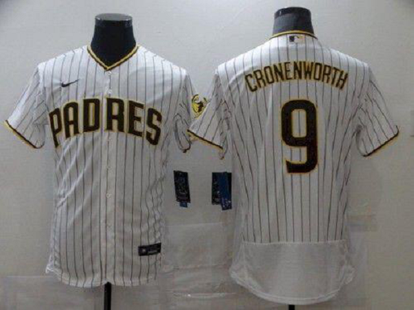 Men's San Diego Padres #9 Cronenworth White Stripe Elite Nike Mlb Jersey