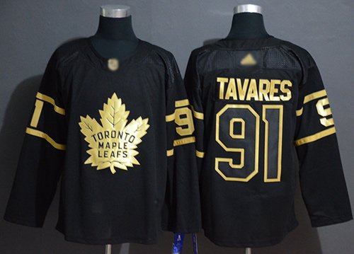 Toronto Maple Leafs #91 John Tavares Black/Gold Stitched NHL Jersey