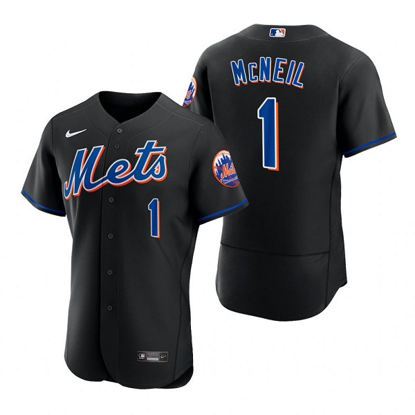 Men's New York Mets #1 Jeff McNeil Black Flex Base MLB Alternate Jersey