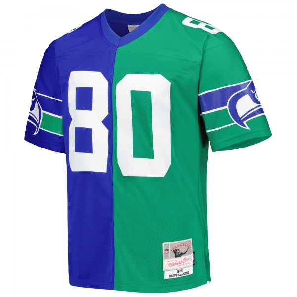 Men's Seattle Seahawks Steve Largent Mitchell & Ness Royal/Green 1985 Split Legacy Replica Jersey