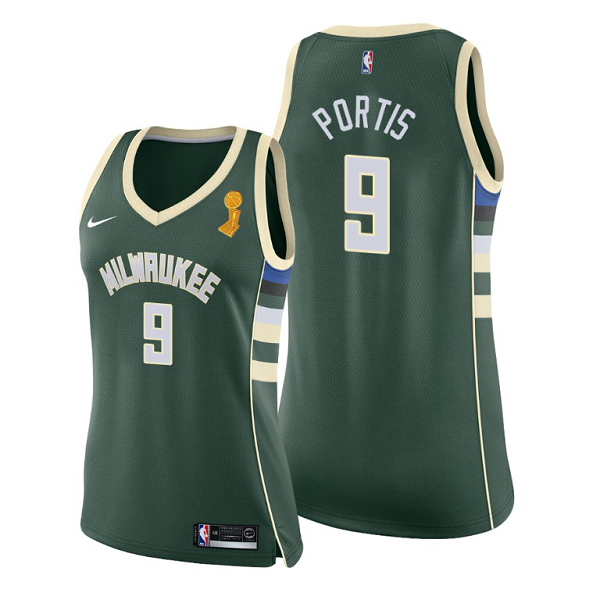 Women's Nike Milwaukee Bucks #9 Bobby Portis 2021 NBA Finals Champions Green Jersey