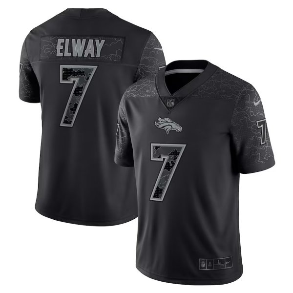 Men's Denver Broncos #7 John Elway Nike Black Retired Player RFLCTV Limited Jersey