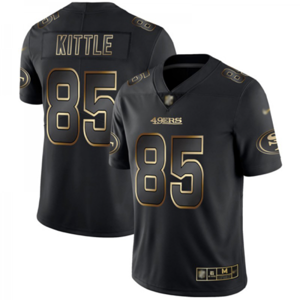 San Francisco 49ers #85 George Kittle Black/Gold Men's Stitched NFL Vapor Untouchable Limited Jersey