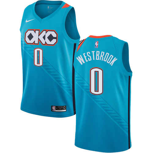 Men's Nike Oklahoma City Thunder #0 Russell Westbrook Turquoise Swingman City Edition 2018/19 NBA Jersey